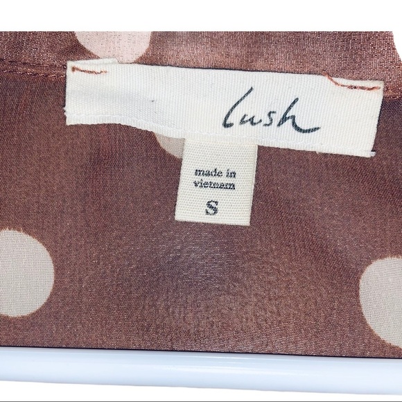 Lush auburn polka dot semi sheer pocket top Small - Picture 5 of 5